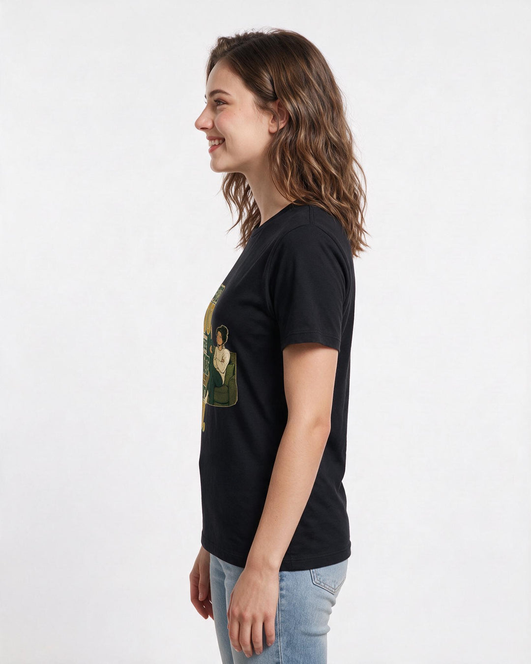 Couples Black T-Shirt for Women – Everyday Expression Graphic Tee product image 2