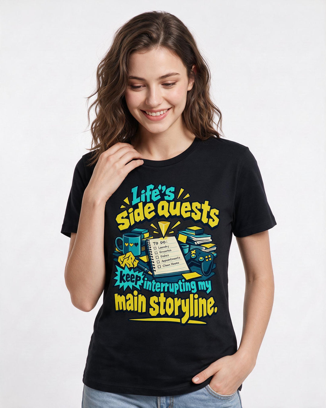 Gaming Black T-Shirt for Women – Game Night Graphic Tee product image 1