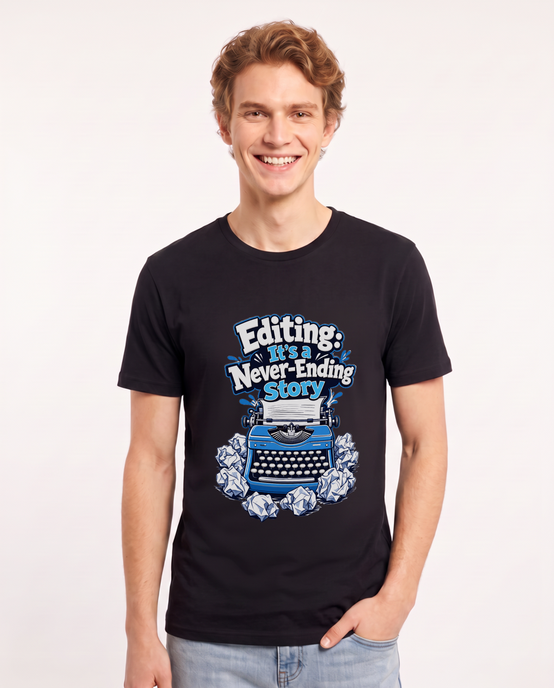 Editing: It's a Never-Ending Story Men's Black T-Shirt product image 2