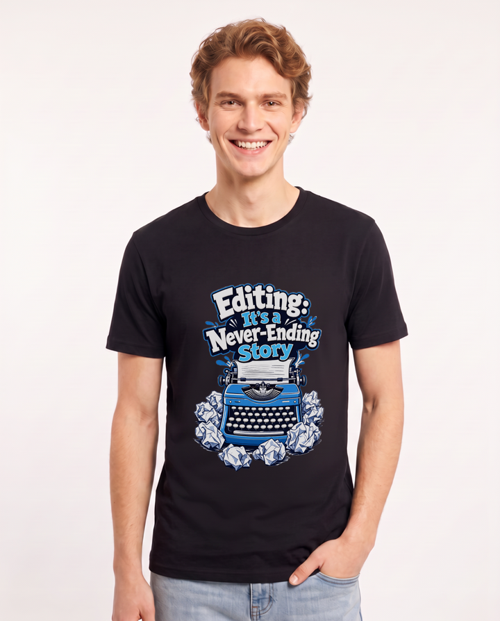 Editing: It's a Never-Ending Story Men's Black T-Shirt product image 2