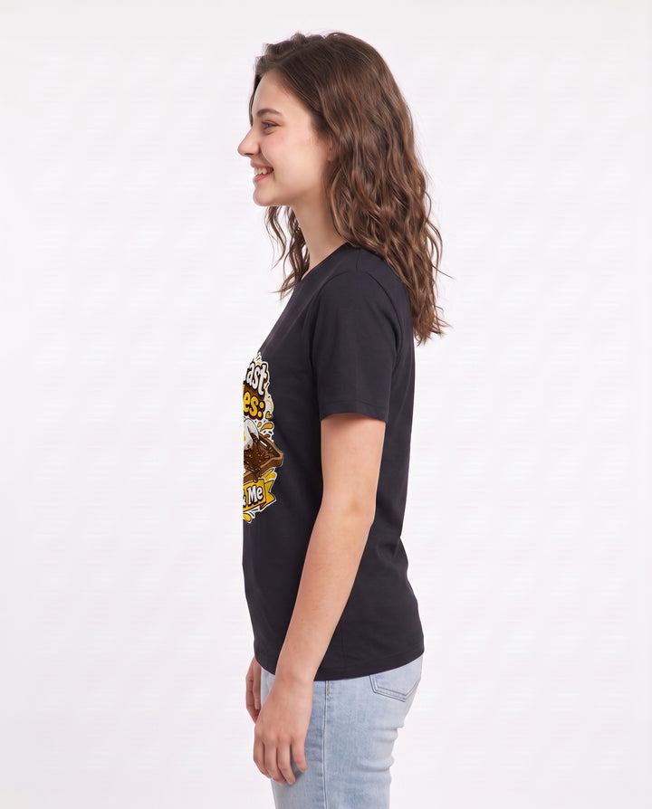 Breakfast Battles: Partner & Me Women's Black T-Shirt product image 3