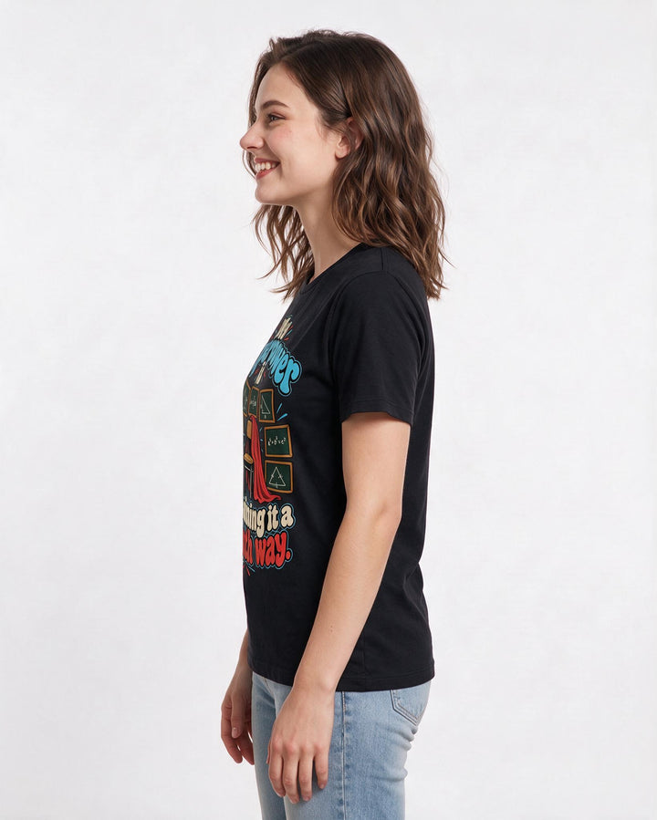 Teacher Black T-Shirt for Women – Everyday Expression Graphic Tee product image 2