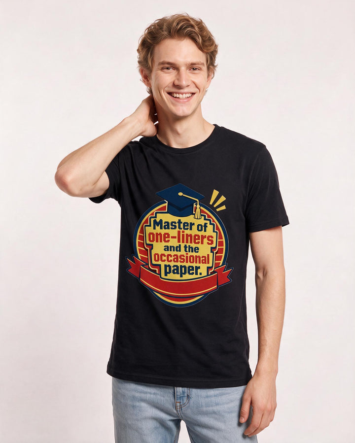 Graduation Gift Men's Black T-Shirt - Master of one-liners and the product image 3
