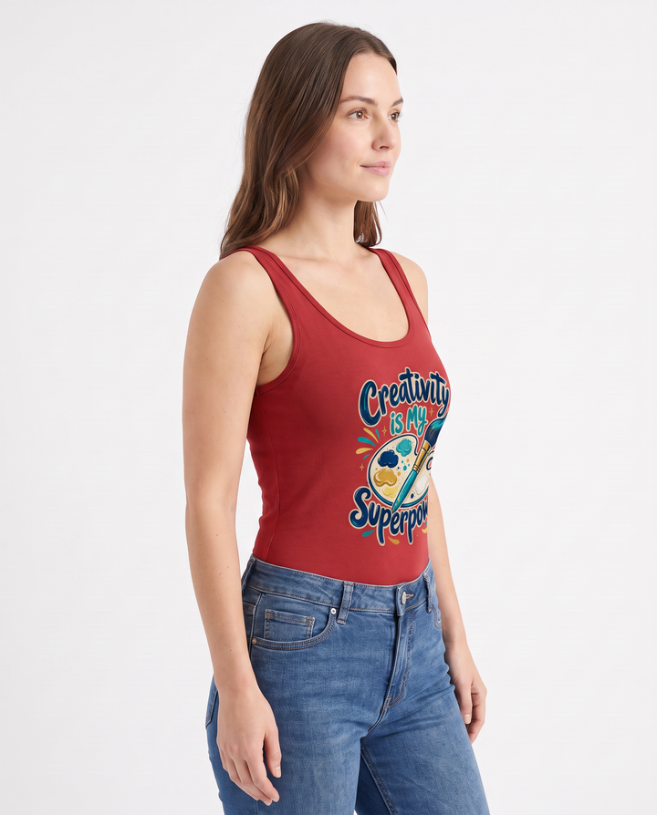 Creativity Is My Superpower Sleeveless Tank Bodysuit mockup 2