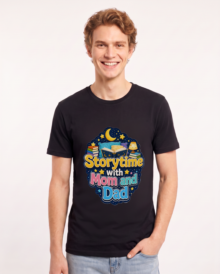 Storytime with Mom and Dad Men's Black T-Shirt product image 2
