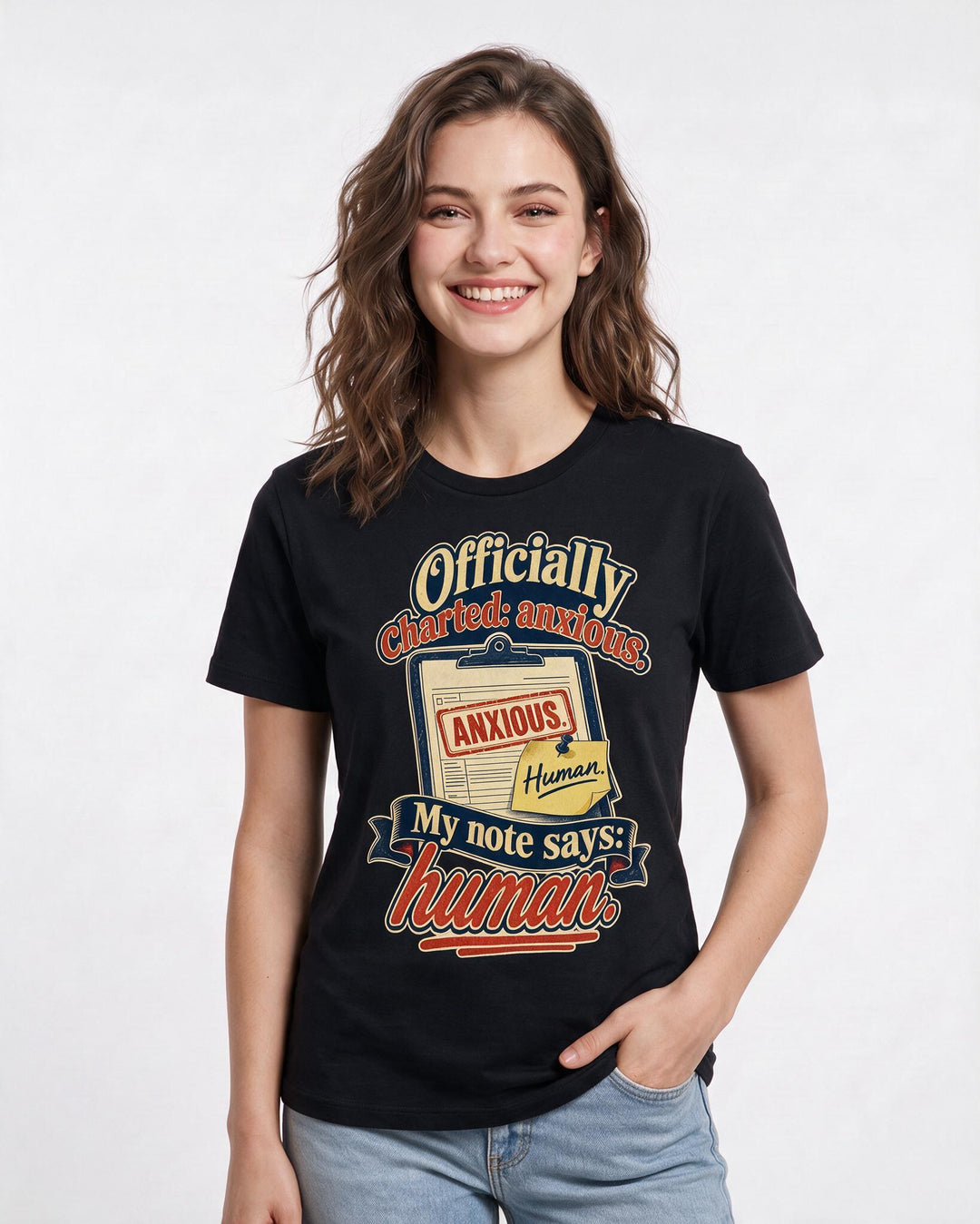 Nurse Women's Black T-Shirt – Officially charted: anxious. My note product image 3