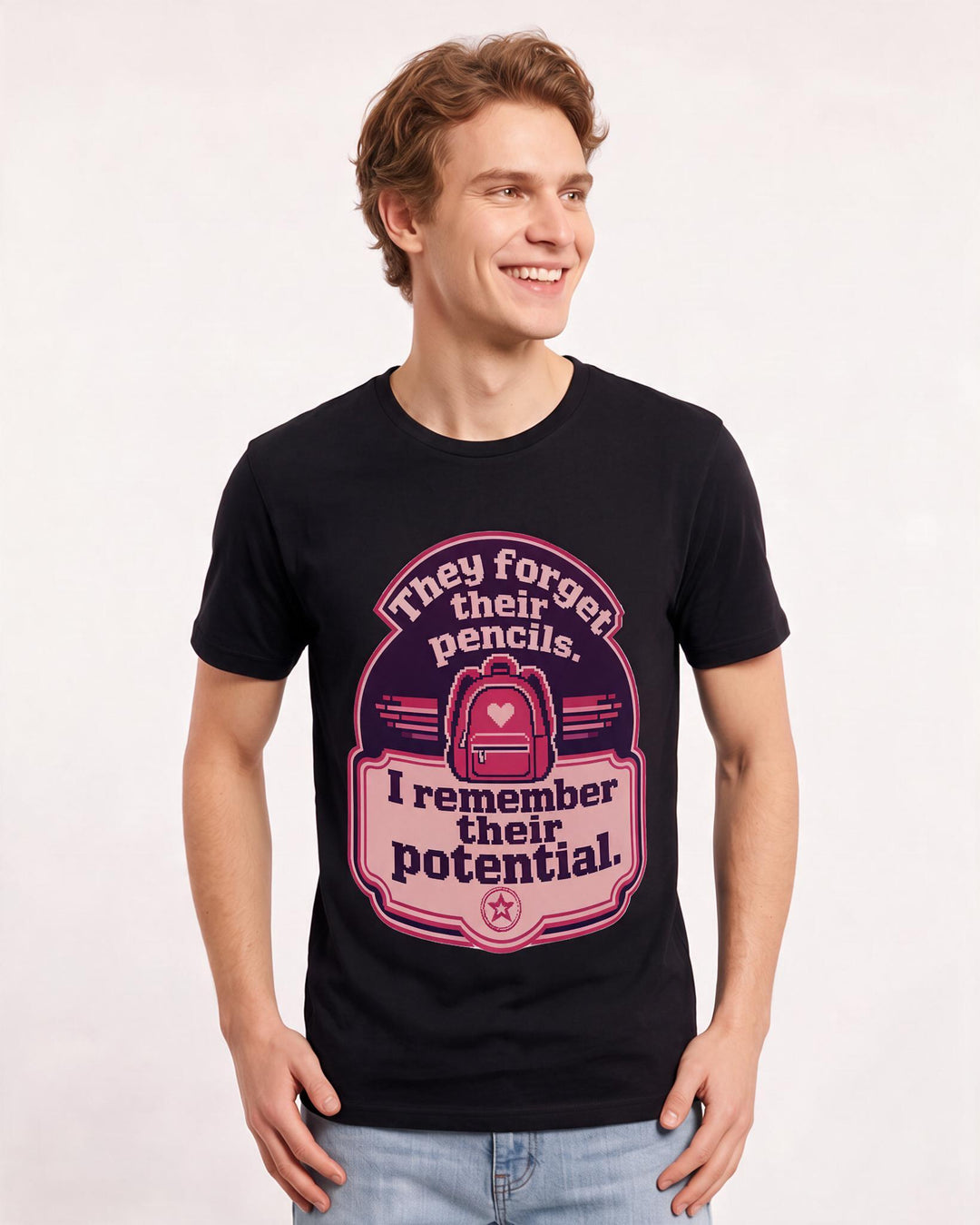 Teacher Gift Men's Black T-Shirt - They forget their pencils. I product image 3