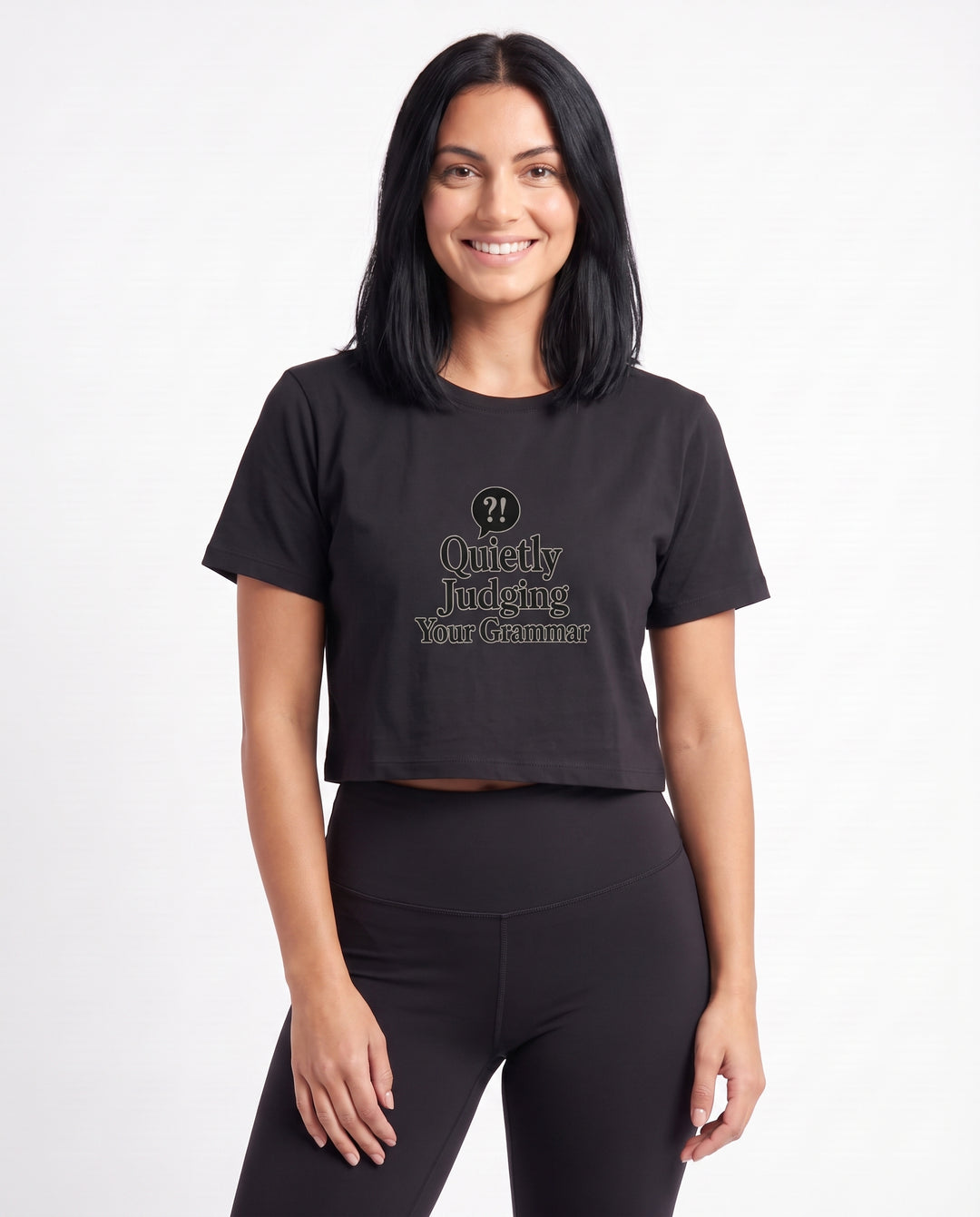 Quietly Judging Your Grammar Crop Top mockup 3