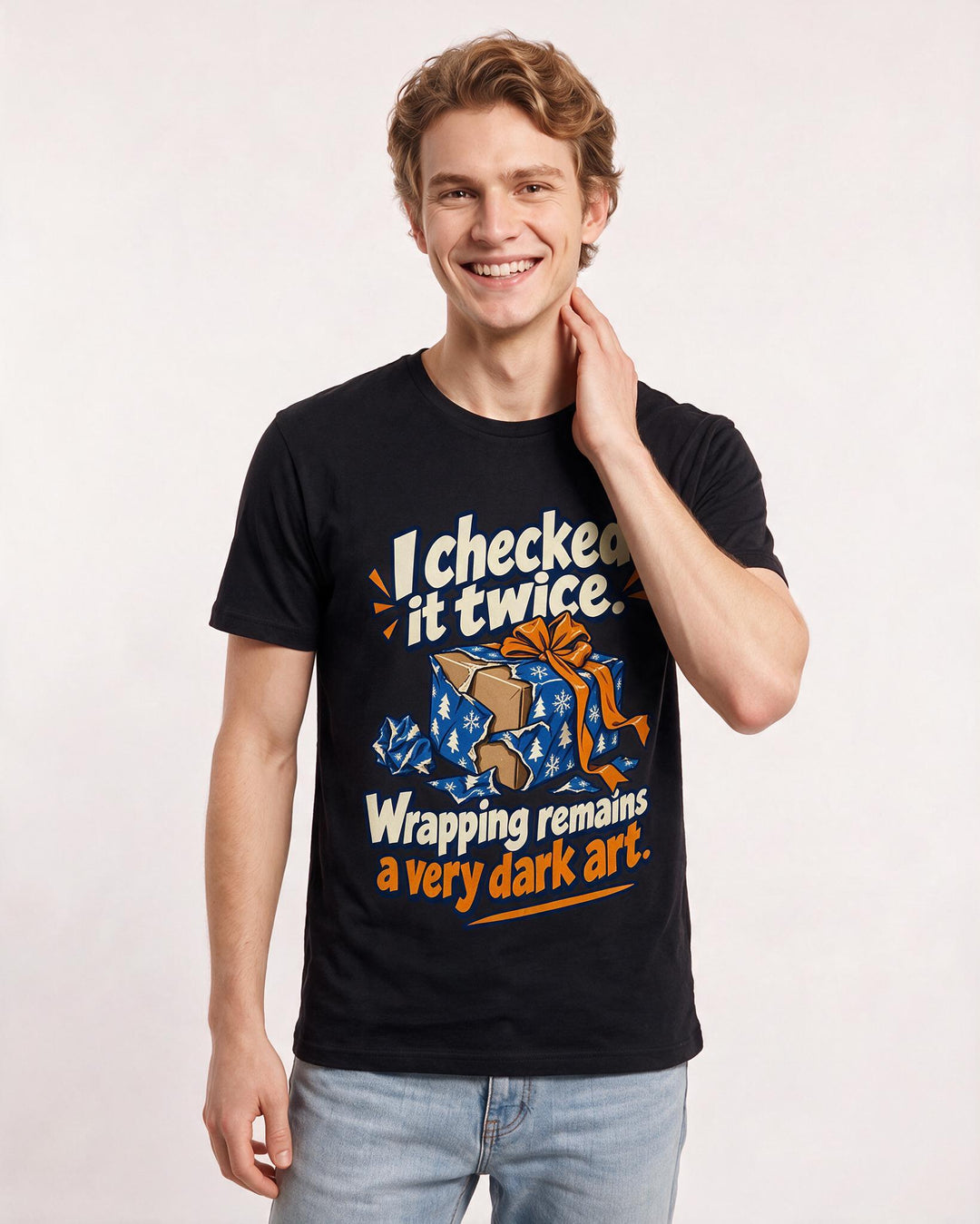 Christmas Black T-Shirt for Men – Holiday Theme Graphic Tee product image 1