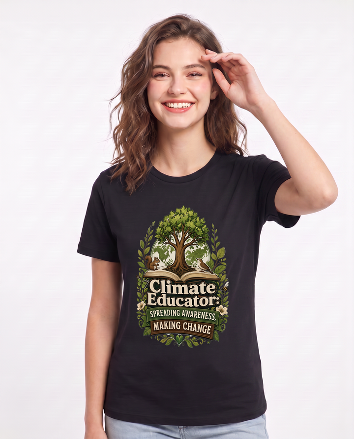Climate Educator: Spreading Awareness, Making Change Women's Black T-Shirt product image 1