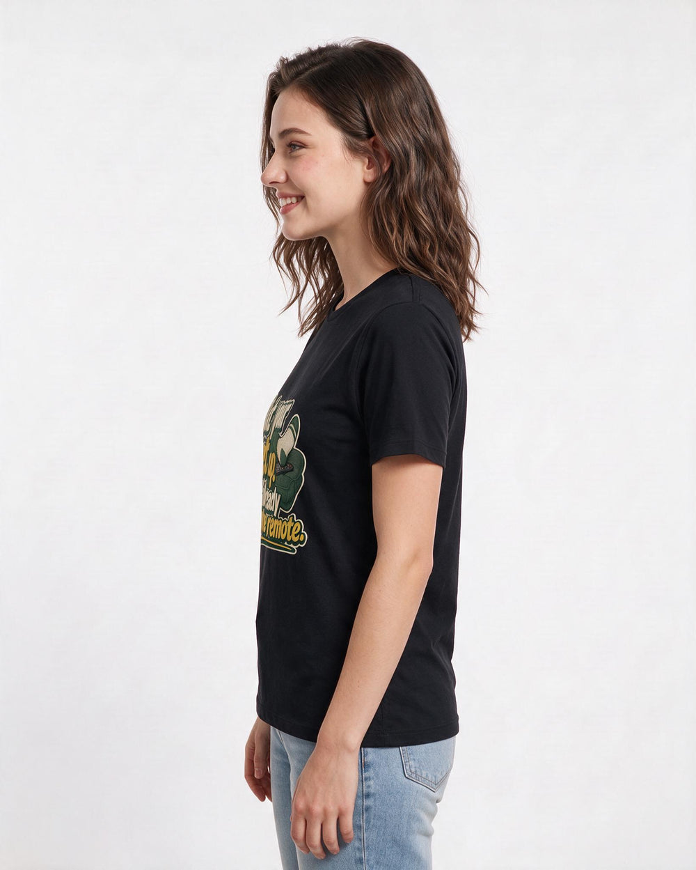 Couples Black T-Shirt for Women – Everyday Expression Graphic Tee product image 2