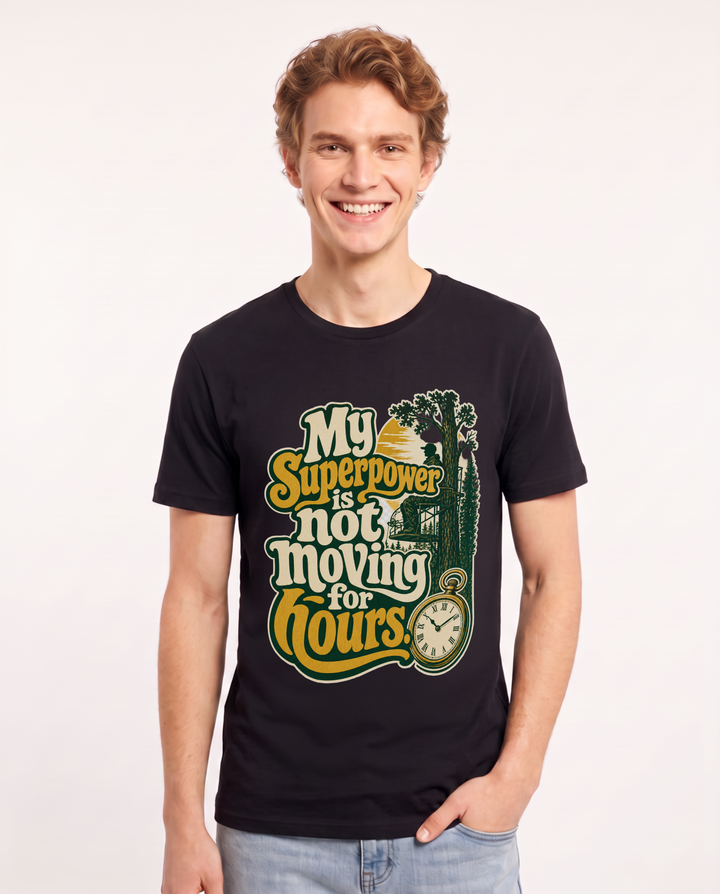 Hunting Men's Black T-Shirt – My superpower is not moving for hours product image 1