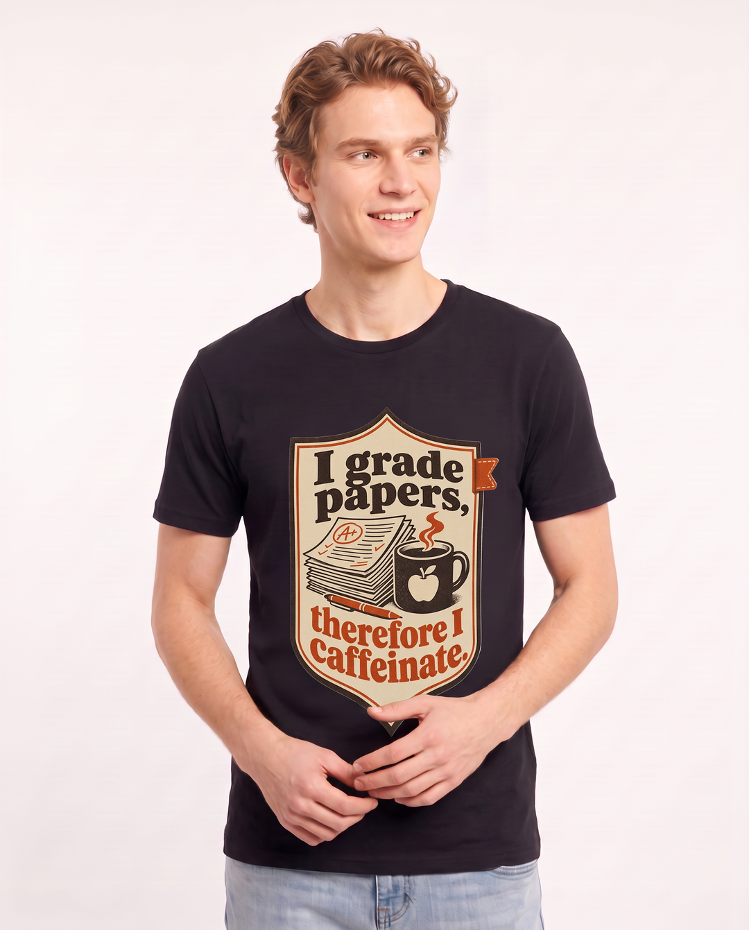 Teacher Gift Men's Black T-Shirt - I grade papers, therefore I product image 3