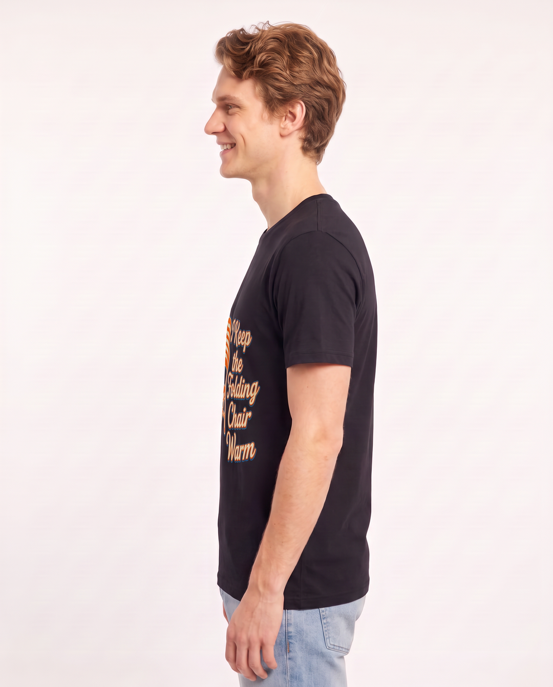 I Keep the Folding Chair Warm Men's Black T-Shirt product image 3