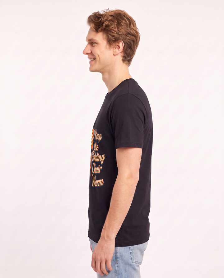 I Keep the Folding Chair Warm Men's Black T-Shirt product image 3