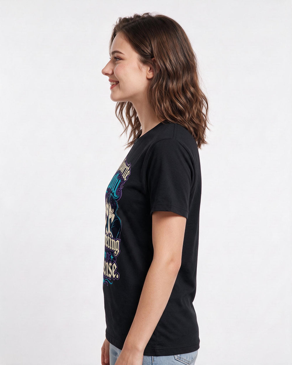Funny Couples Women's Black T-Shirt – My favorite hobby is interpreting your nonsense. product image 2