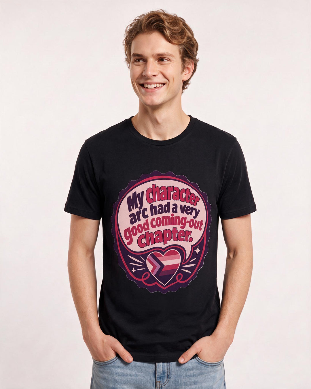 Graphic Men's Black T-Shirt - My character arc had a very good product image 3