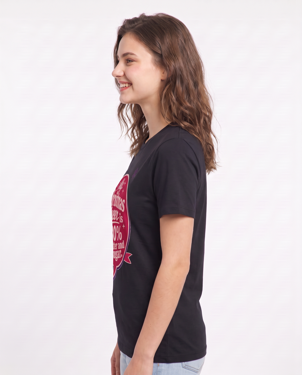 Christmas Women's Black T-Shirt - My Christmas cheer is 80% butter and product image 2