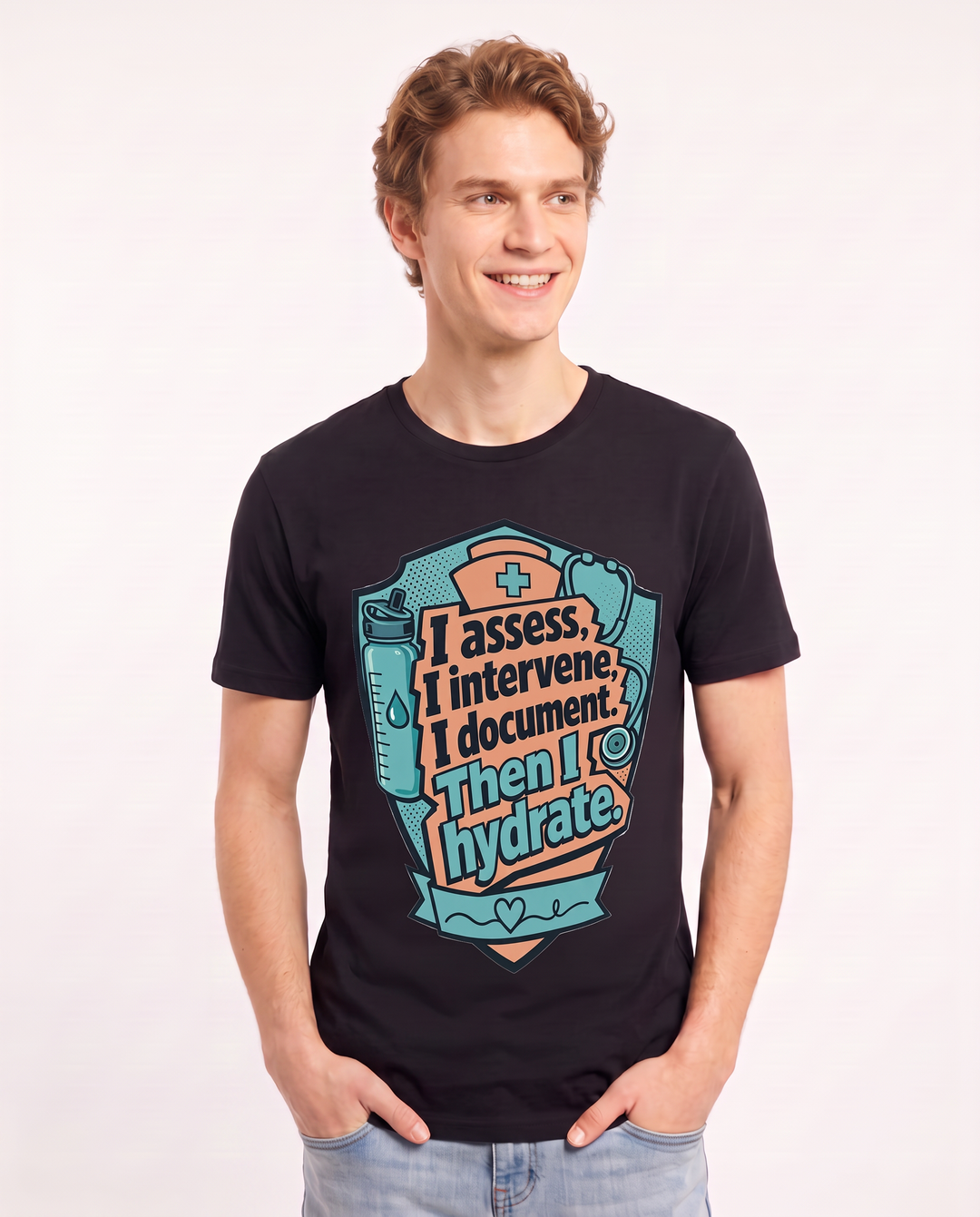 Nurse Gift Men's Black T-Shirt - I assess, I intervene, I document. product image 3