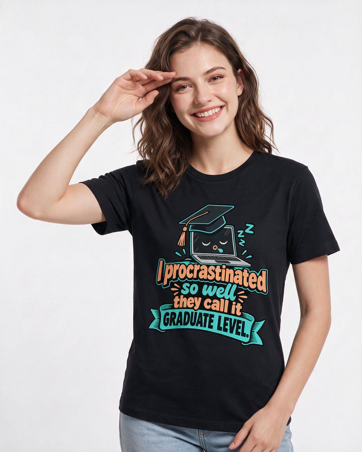 Graduation Black T-Shirt for Women – Everyday Expression Graphic Tee product image 1