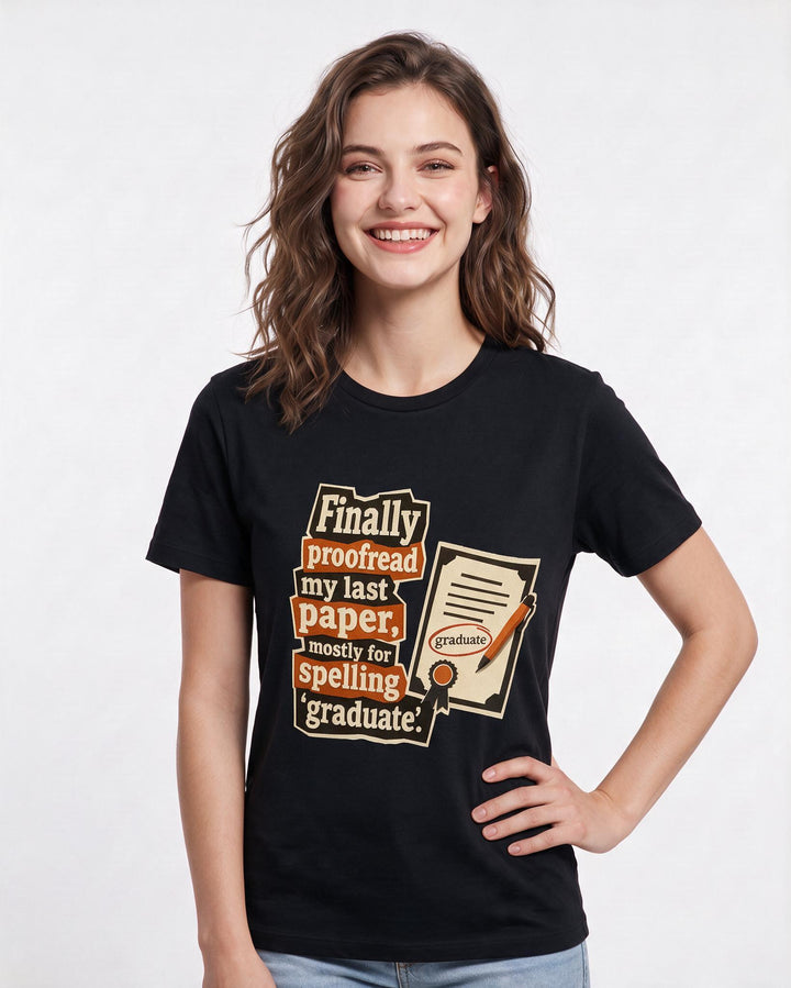 Graduation Black T-Shirt for Women – Everyday Expression Graphic Tee product image 3