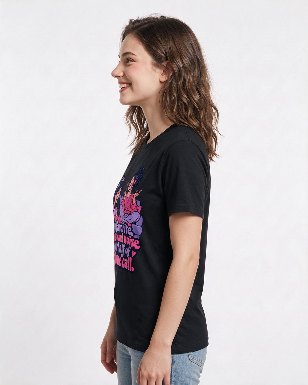 Couples Black T-Shirt for Women – Everyday Expression Graphic Tee product image 2