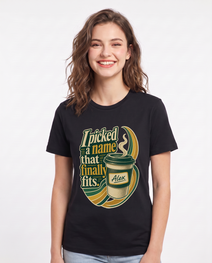 Pride Women's Black T-Shirt – I picked a name that finally fits. product image 1