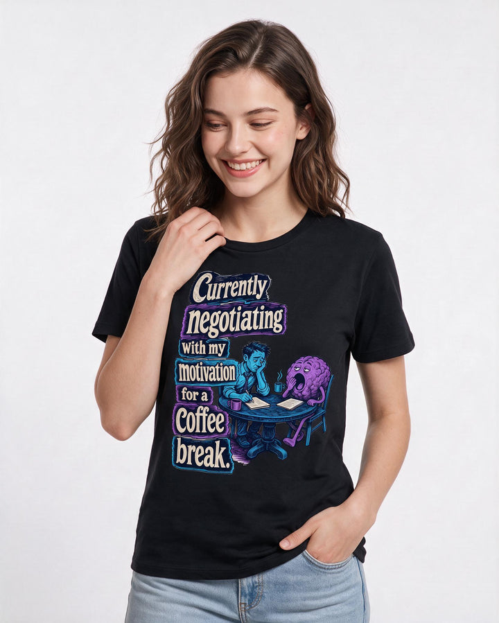 Funny Meme Women's Black T-Shirt – Currently negotiating with my product image 3