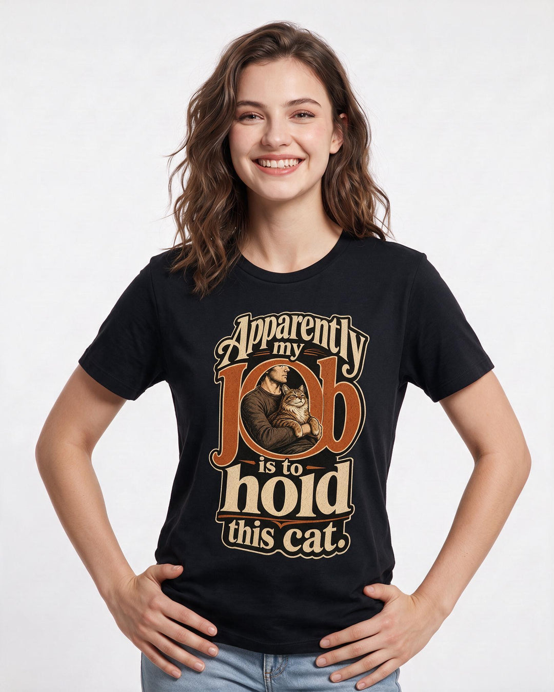 Cat Lover Black T-Shirt for Women – Everyday Expression Graphic Tee product image 1