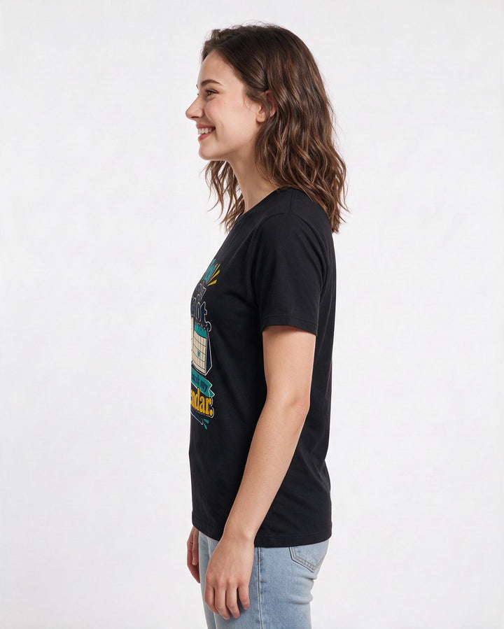 Political Statement Women's Black T-Shirt – First I mark my ballot, then I mark my calendar. product image 2