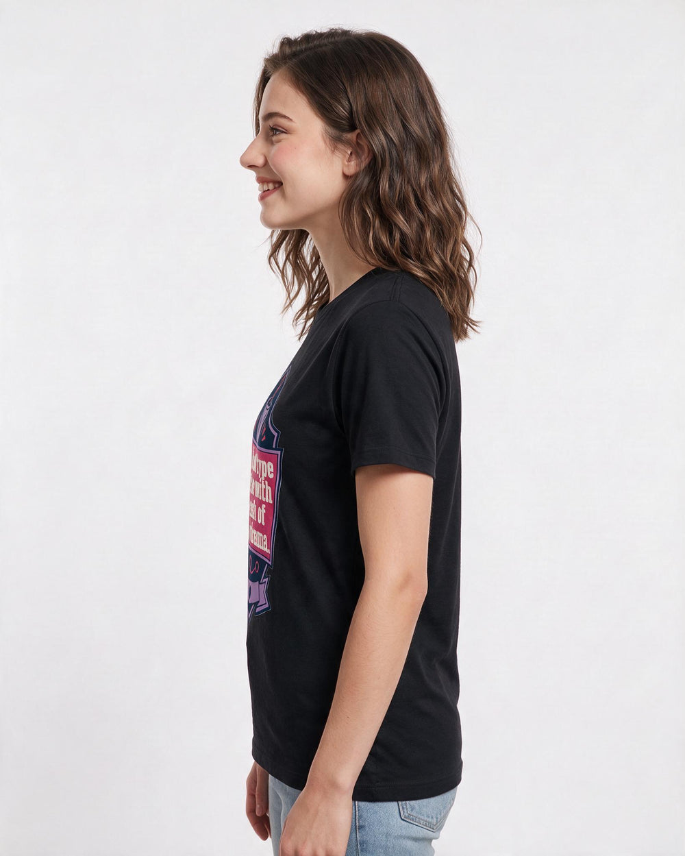 Graphic Women's Black T-Shirt - My blood type is coffee with a splash product image 2