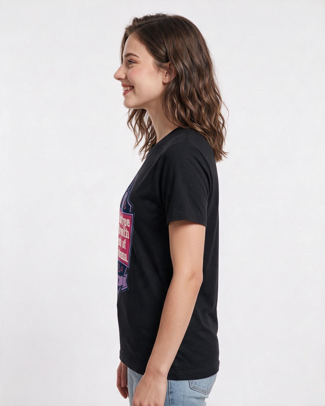 Graphic Women's Black T-Shirt - My blood type is coffee with a splash product image 2