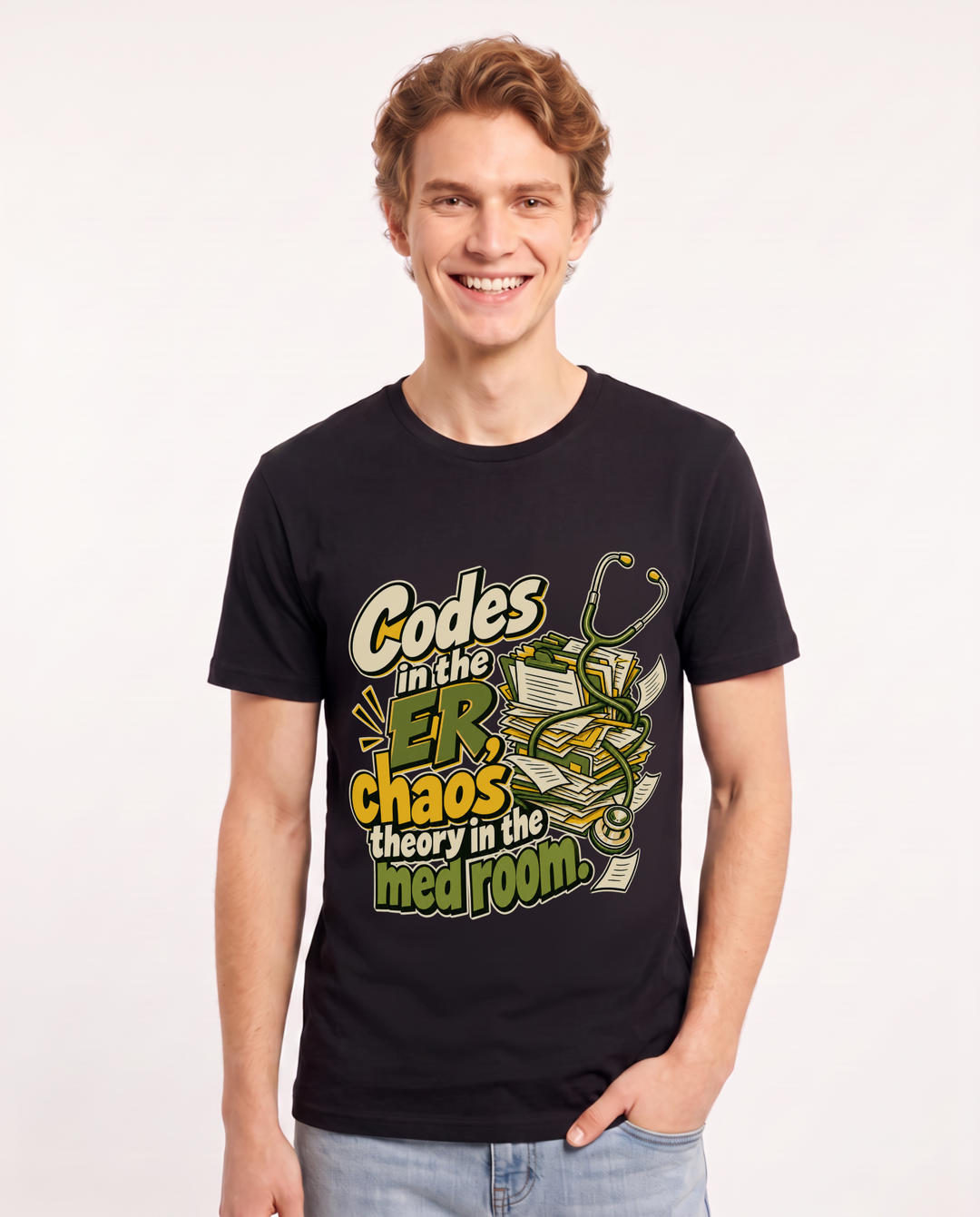 Nurse Black T-Shirt for Men – Nursing Life Graphic Tee product image 3