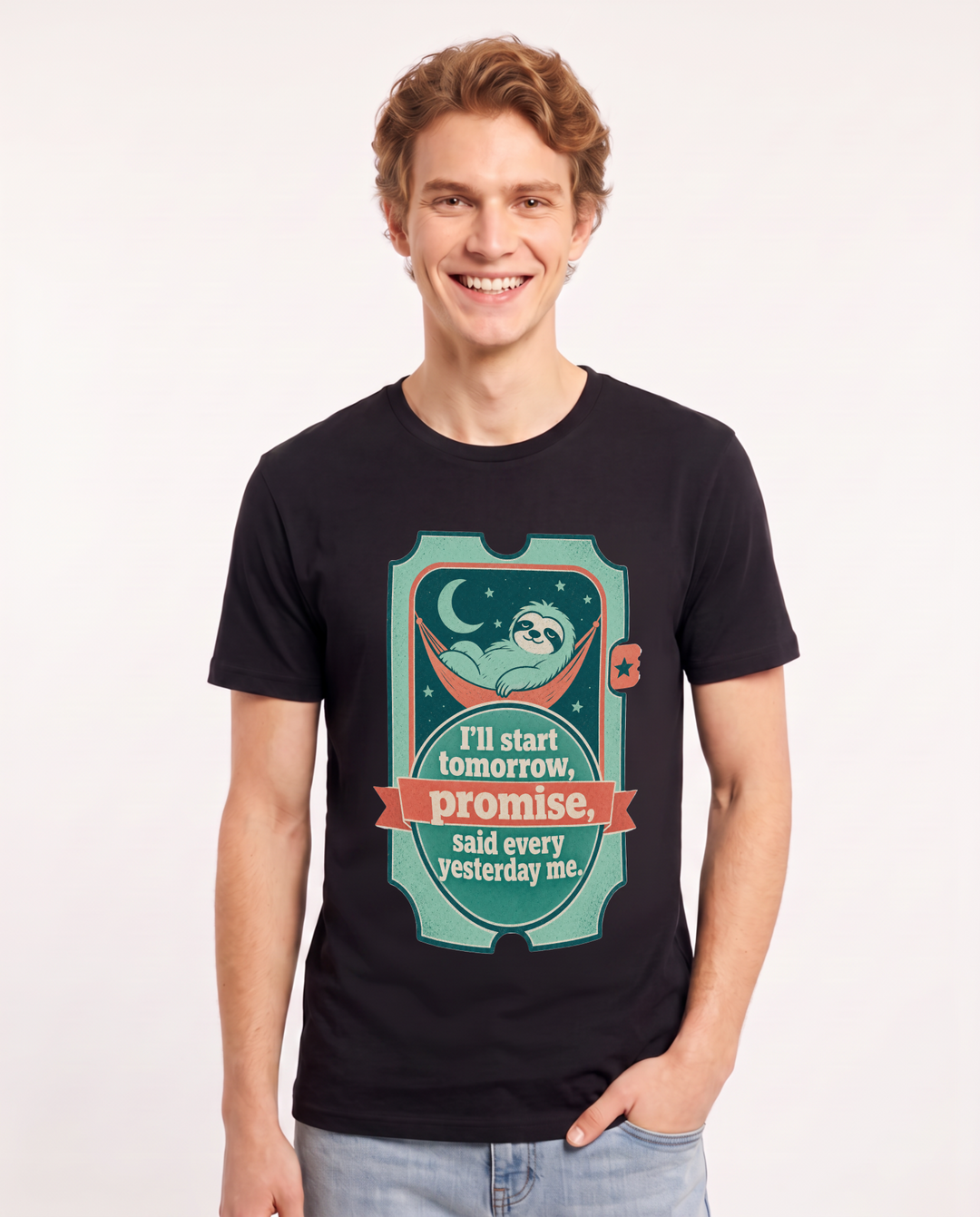 Graphic Men's Black T-Shirt - I'll start tomorrow, promise, said every product image 1