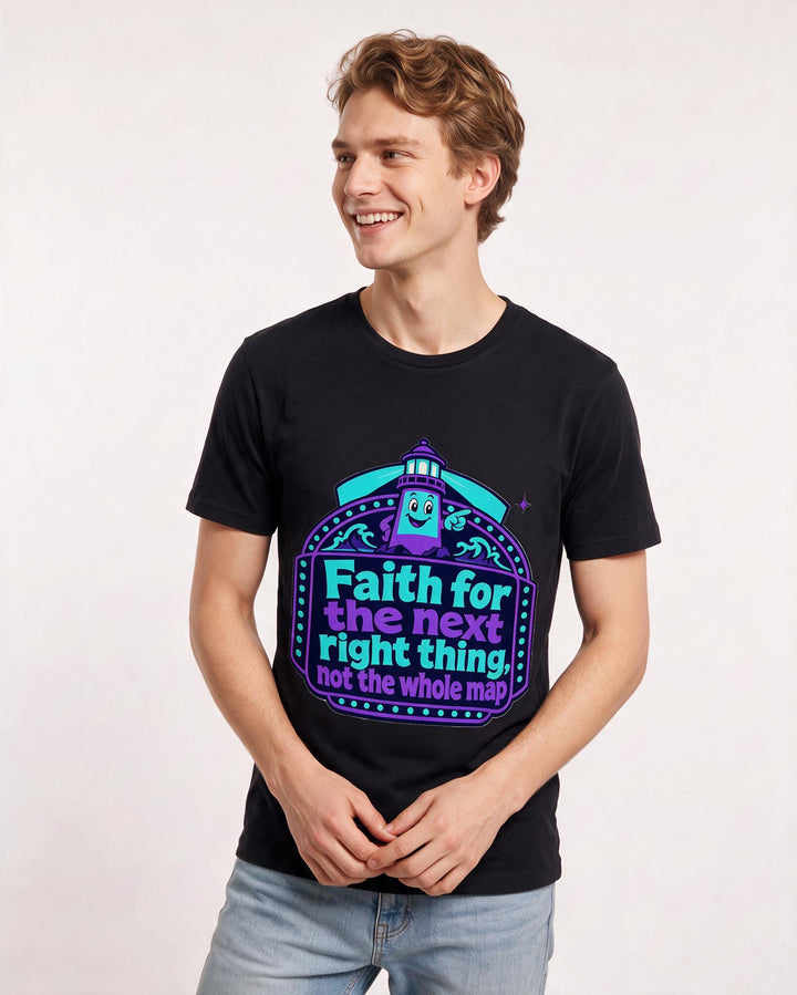Graphic Men's Black T-Shirt - Faith for the next right thing, not the product image 3