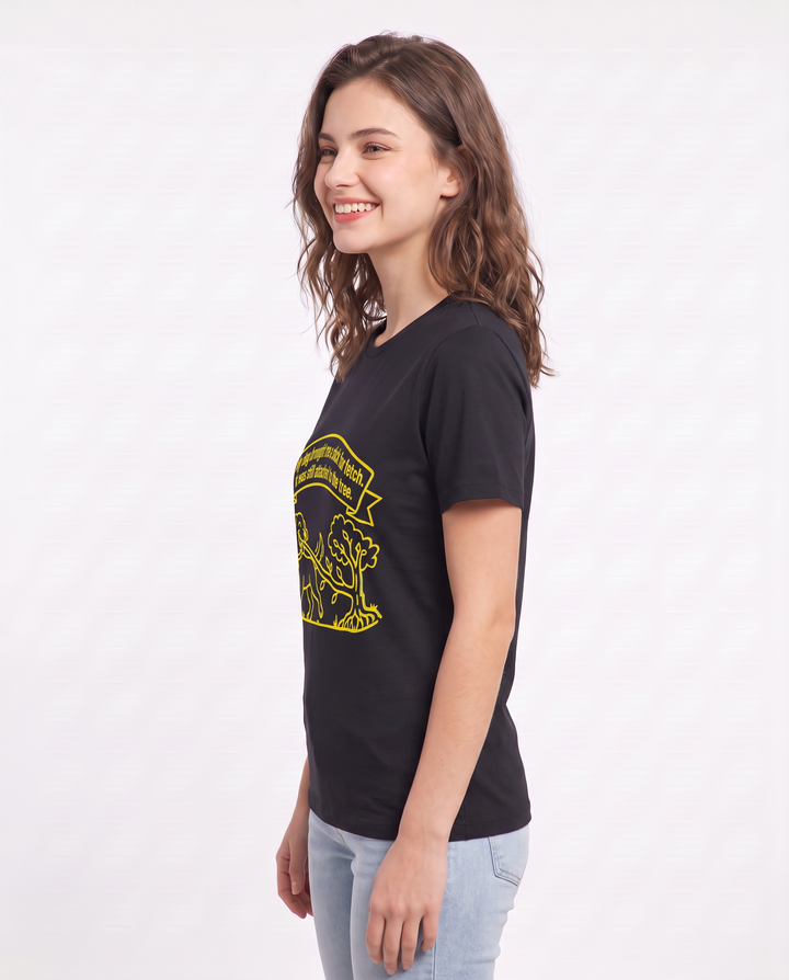 My dog brought me a stick for fetch. It was still attached to the tree. Women's Black T-Shirt product image 3
