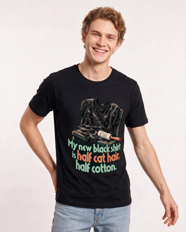 Cat Lover Black T-Shirt for Men – Everyday Expression Graphic Tee product image 1