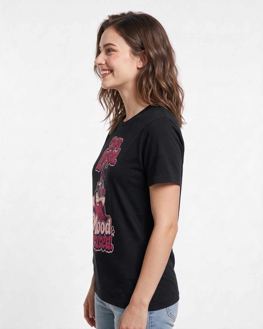 Beer Black T-Shirt for Women – Everyday Expression Graphic Tee product image 2