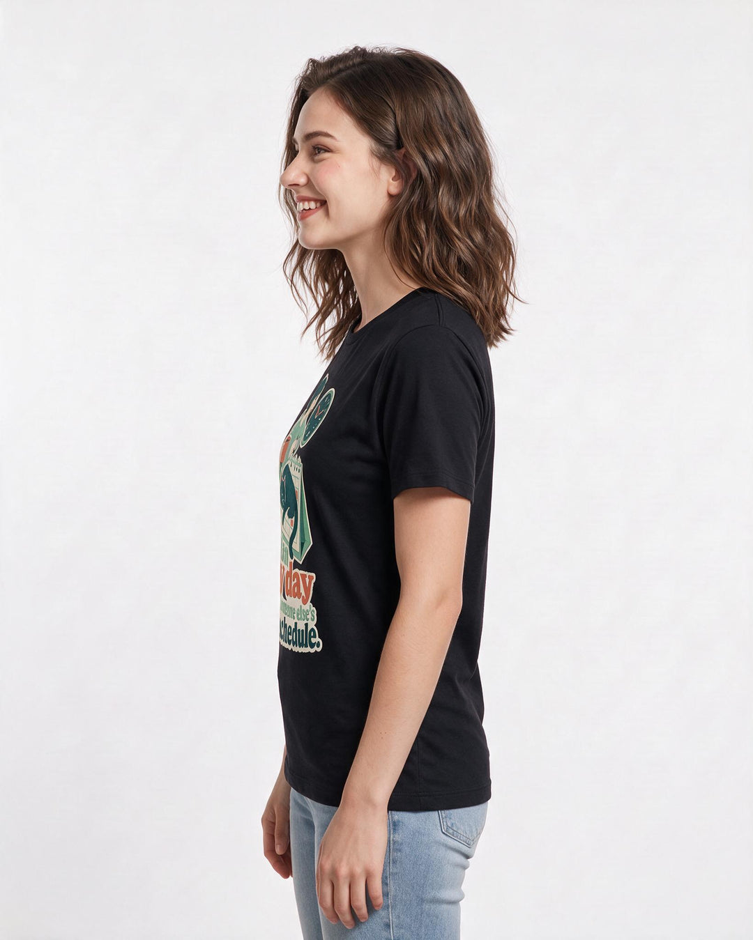 Funny Cat Lover Women's Black T-Shirt – I plan my day around someone else's product image 2
