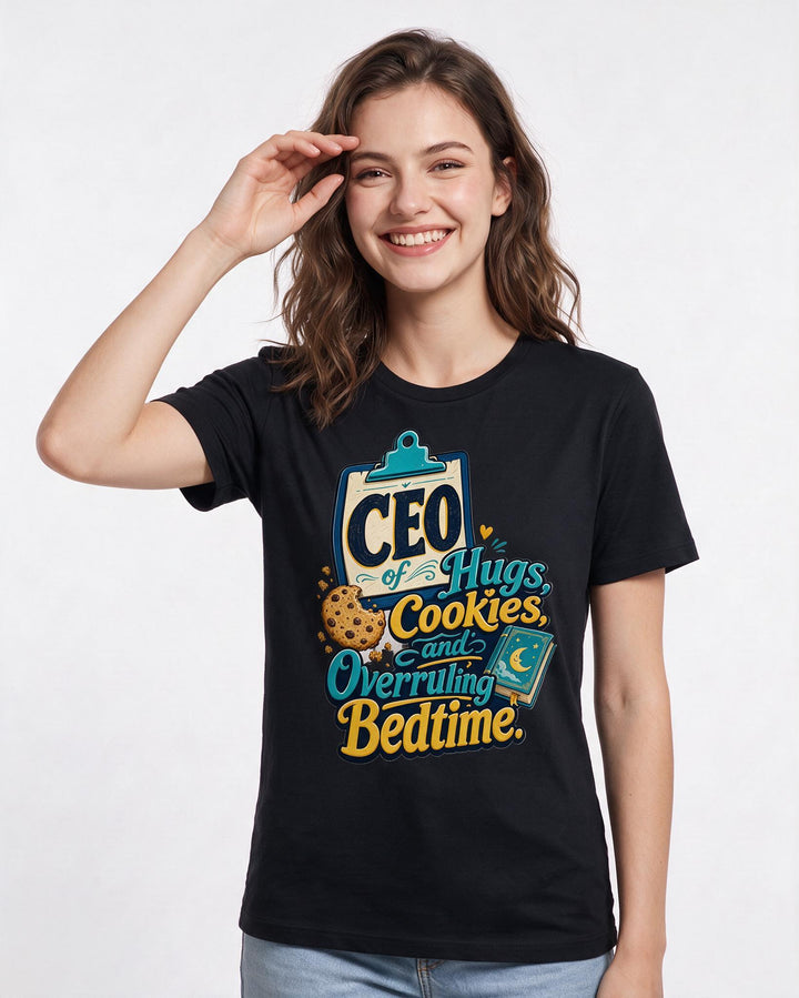 Funny Grandparent Women's Black T-Shirt – CEO of Hugs, Cookies, and Overruling product image 3