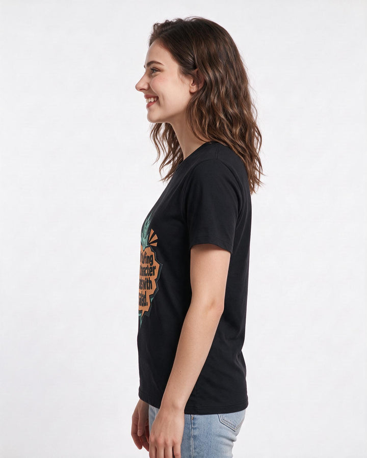 Gaming Women's Black T-Shirt - I'm buffing my character stats with product image 2