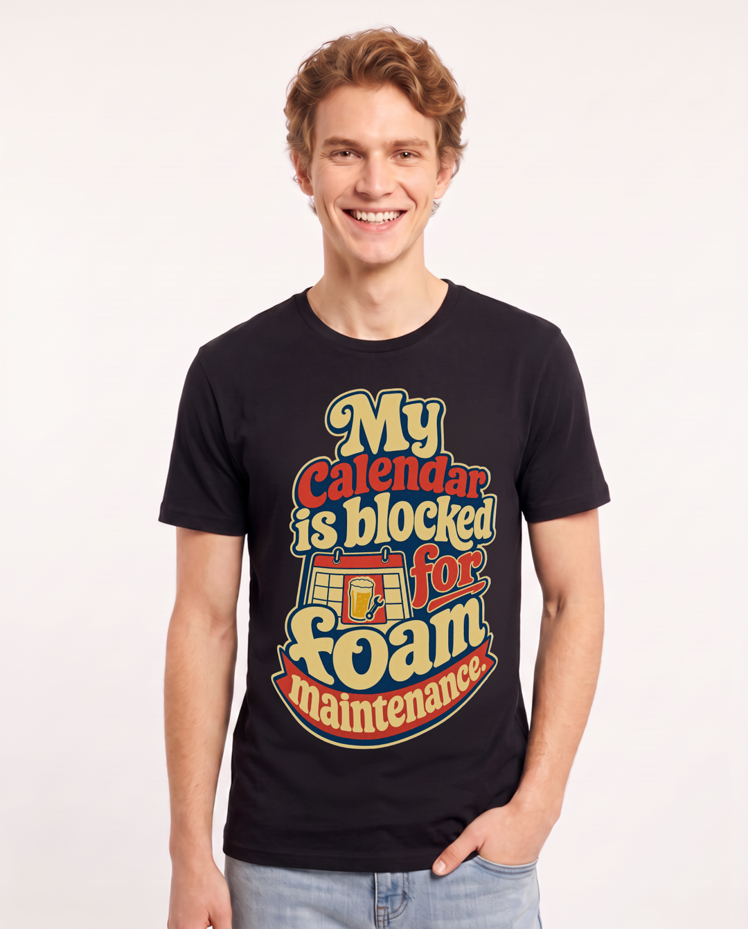 Beer Men's Black T-Shirt – My calendar is blocked for foam product image 1