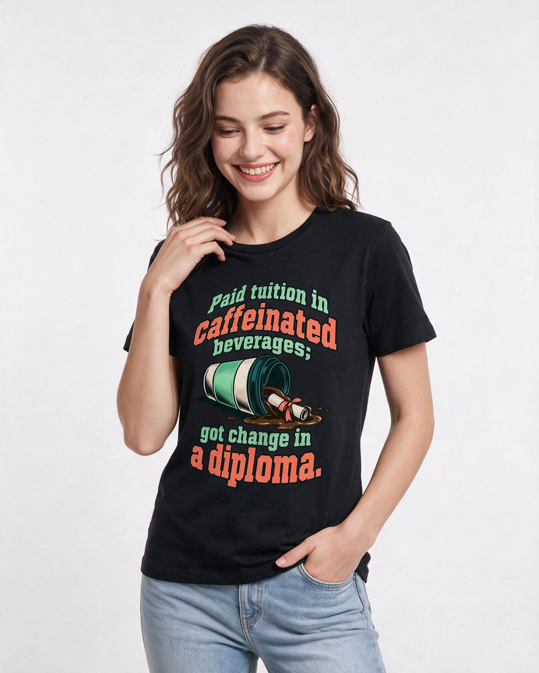 Graduation Black T-Shirt for Women – Everyday Expression Graphic Tee product image 1