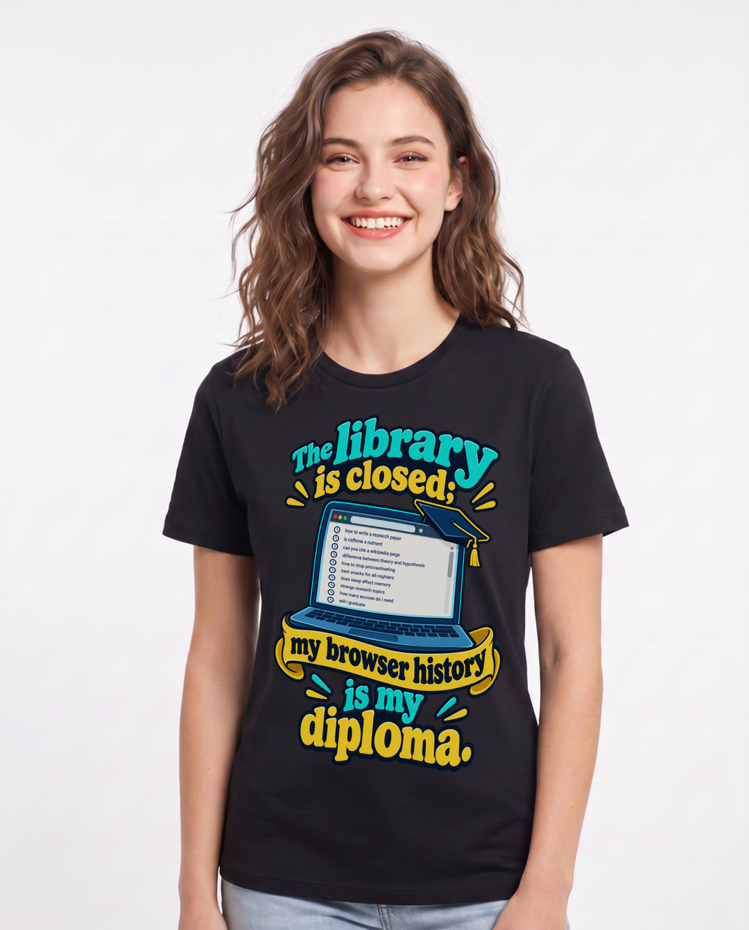 Graduation Black T-Shirt for Women – Everyday Expression Graphic Tee product image 3