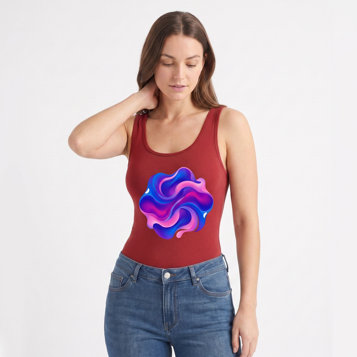 - Sleeveless Round-Neck Tank Bodysuit mockup 2