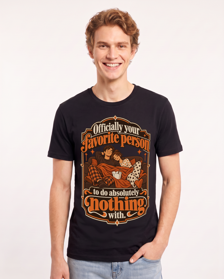 Couples Black T-Shirt for Men – Everyday Expression Graphic Tee product image 3