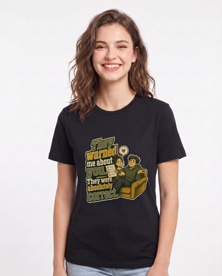 Couples Black T-Shirt for Women – Everyday Expression Graphic Tee product image 1