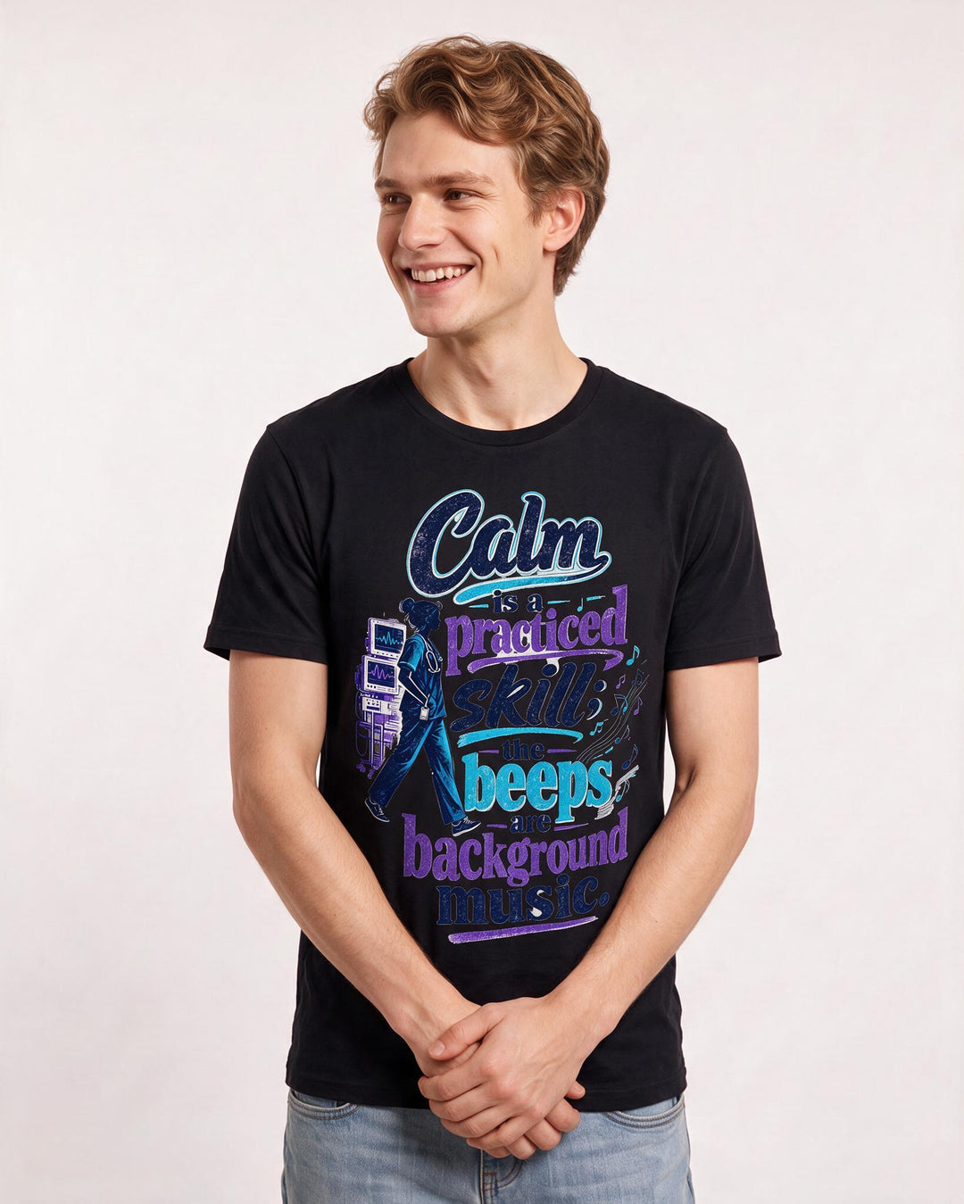 Nurse Black T-Shirt for Men – Nursing Life Graphic Tee product image 3