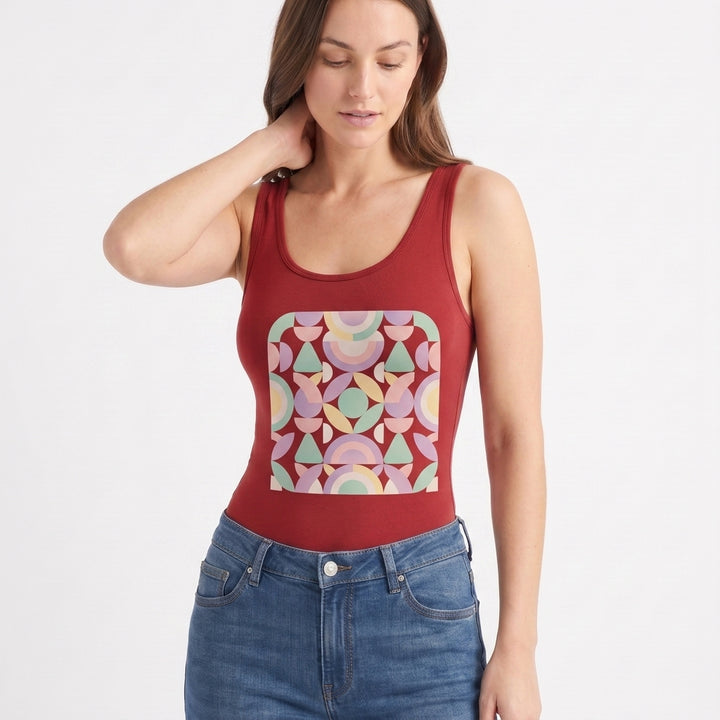 Round Neck Sleeveless Round-Neck Tank Bodysuit mockup 3