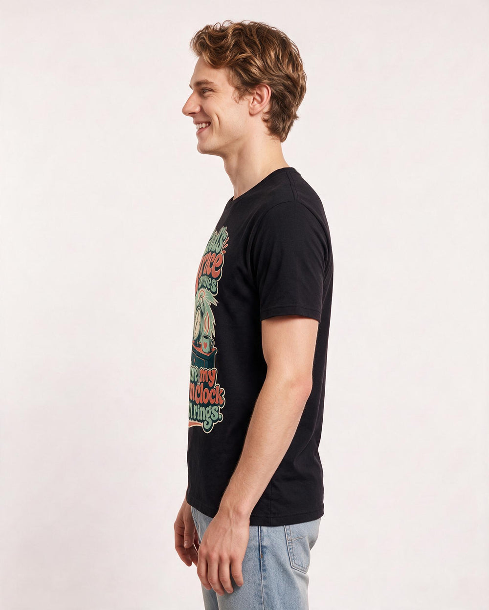 Christian Faith Men's Black T-Shirt – God's grace arrives before my alarm clock even rings. product image 2
